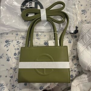 BRAND NEW SMALL TELFAR SHOPPING BAG IN THE COLOR DRAB